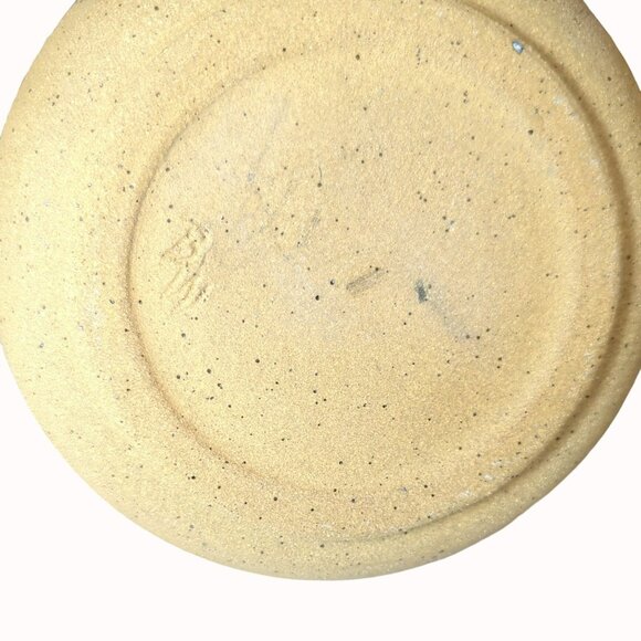 Vintage Studio Art Etched Pottery Short Vase Bojo Rainbows SIgned BW - Picture 6 of 6